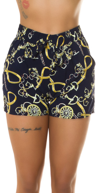 Trendy hoge taille shorts met chain print geel